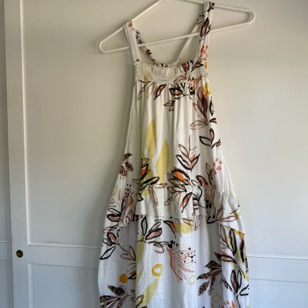 Free People Anita Printed Maxi Dress Ivory Floral Ruffle Tiered Boho Size Small - Picture 4 of 10